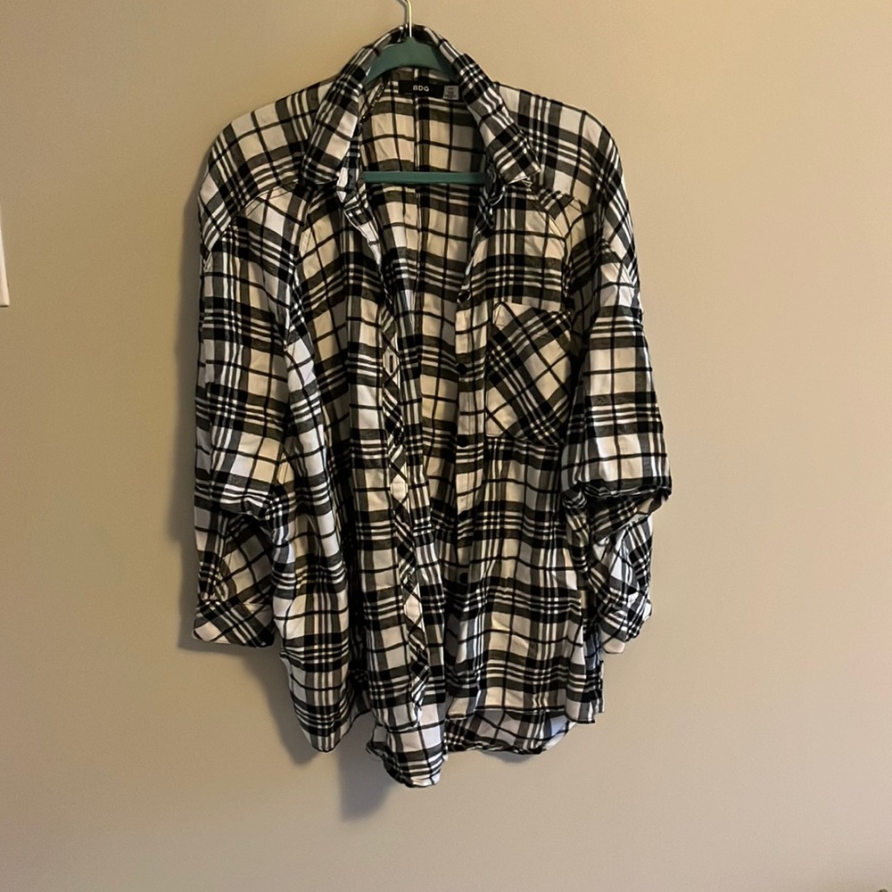 Black and white oversize plaid flannel
